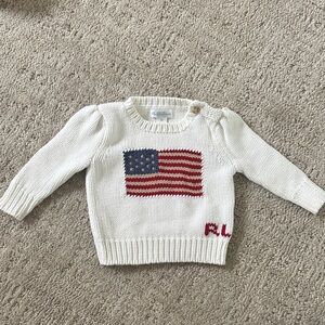 Ralph Lauren White Sweater with Flag Design (9months, runs a bit small)